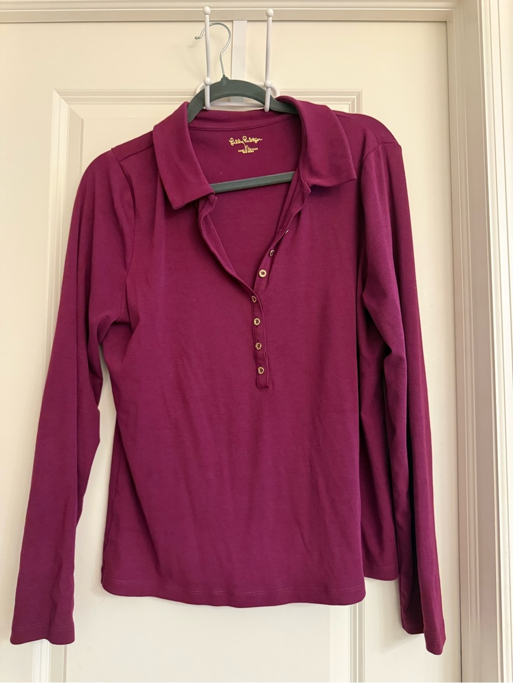 Lilly Pulitzer Long Sleeve Henley Top - Magenta